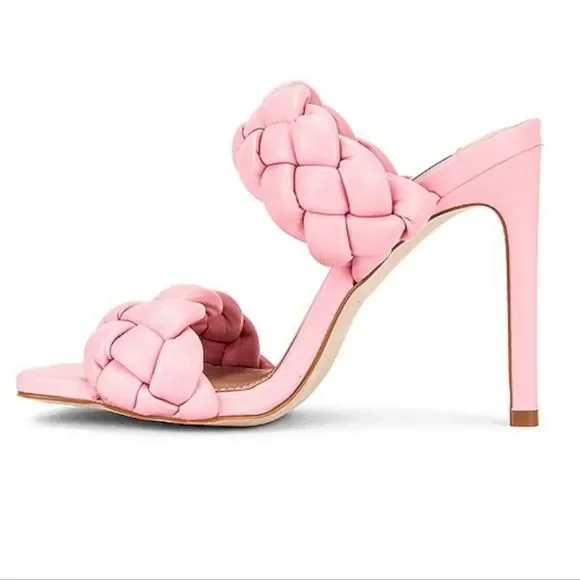 STEVE MADDEN KENLEY PINK BRAIDED SANDAL HEEL - Picture 6 of 6
